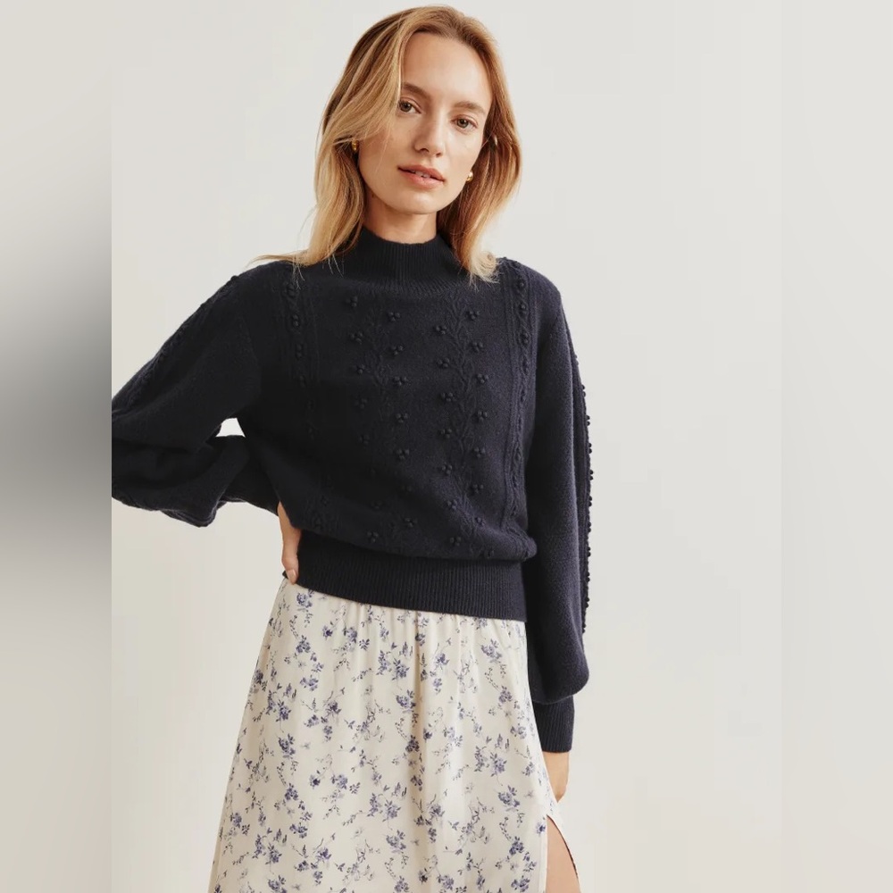 Reformation Sinclair Regenerative Wool Sweater Navy Sz S